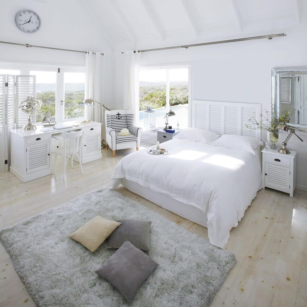 Cabecero de madera blanco An. 140 cm Barbade | Maisons du Monde