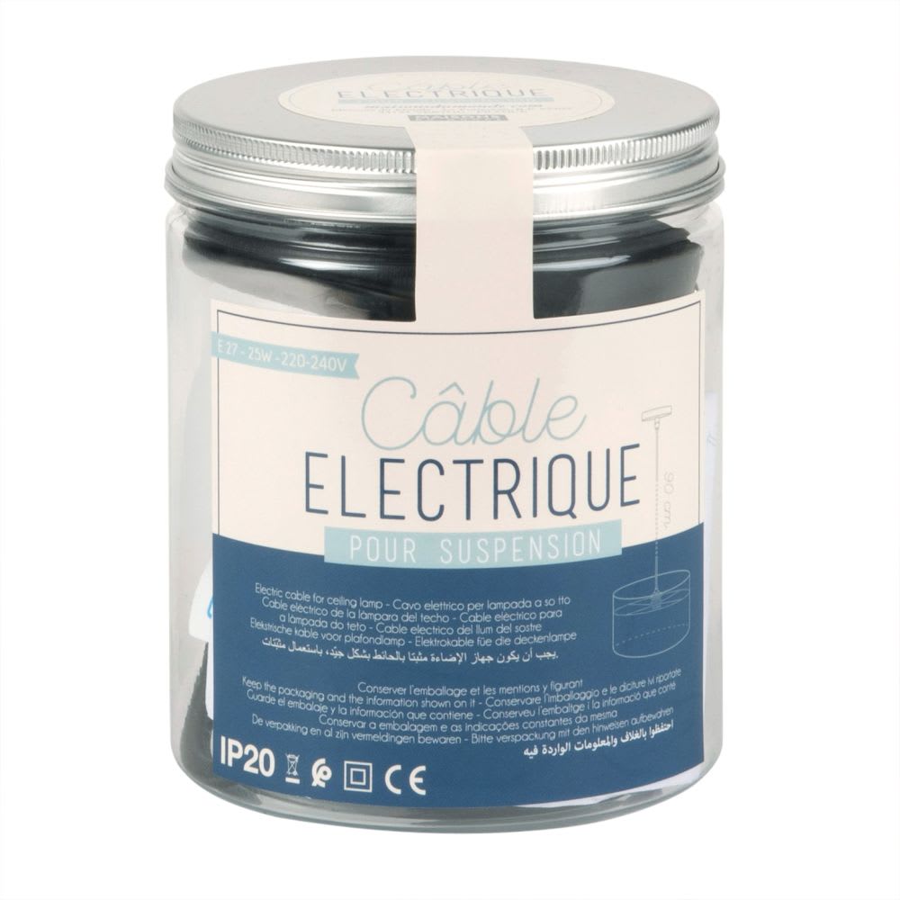 Cable eléctrico negro para lámpara de techo L.108 | Maisons du Monde