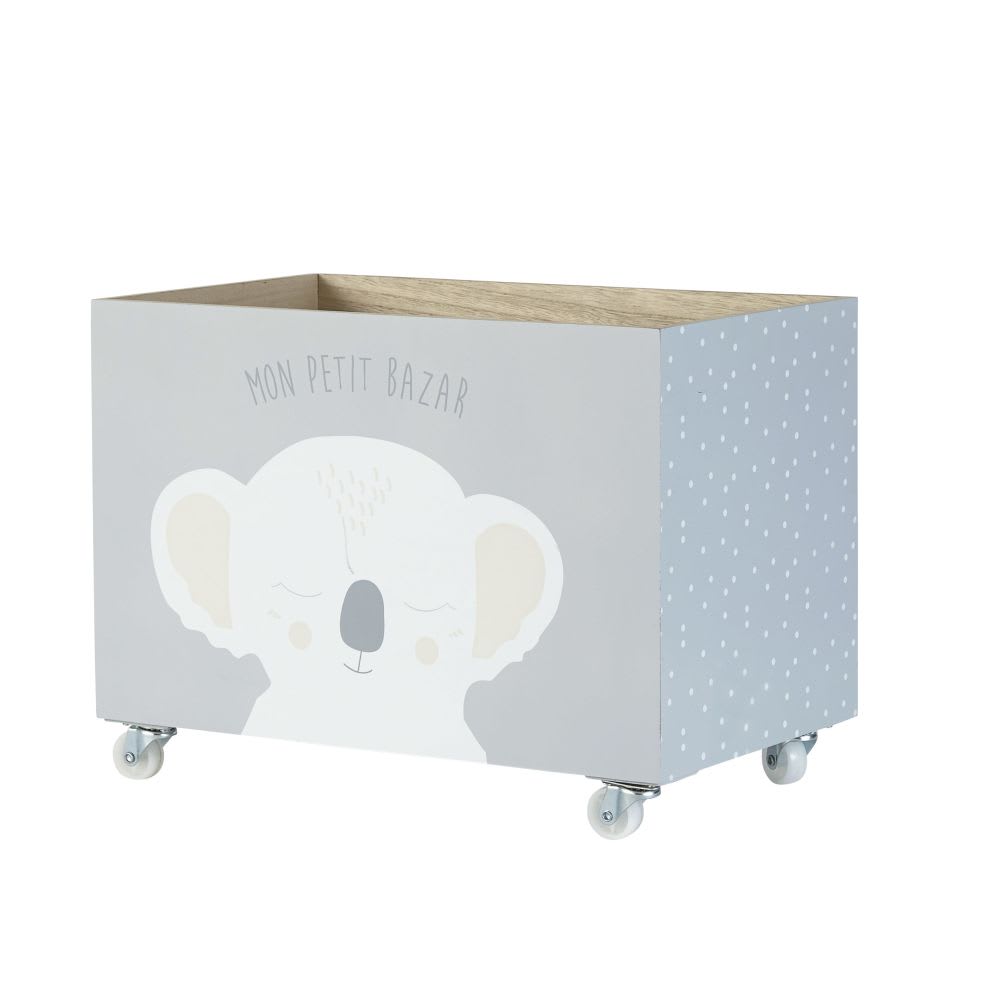 Cajón de juguetes con ruedas gris con estampado de koala Maisons du Monde