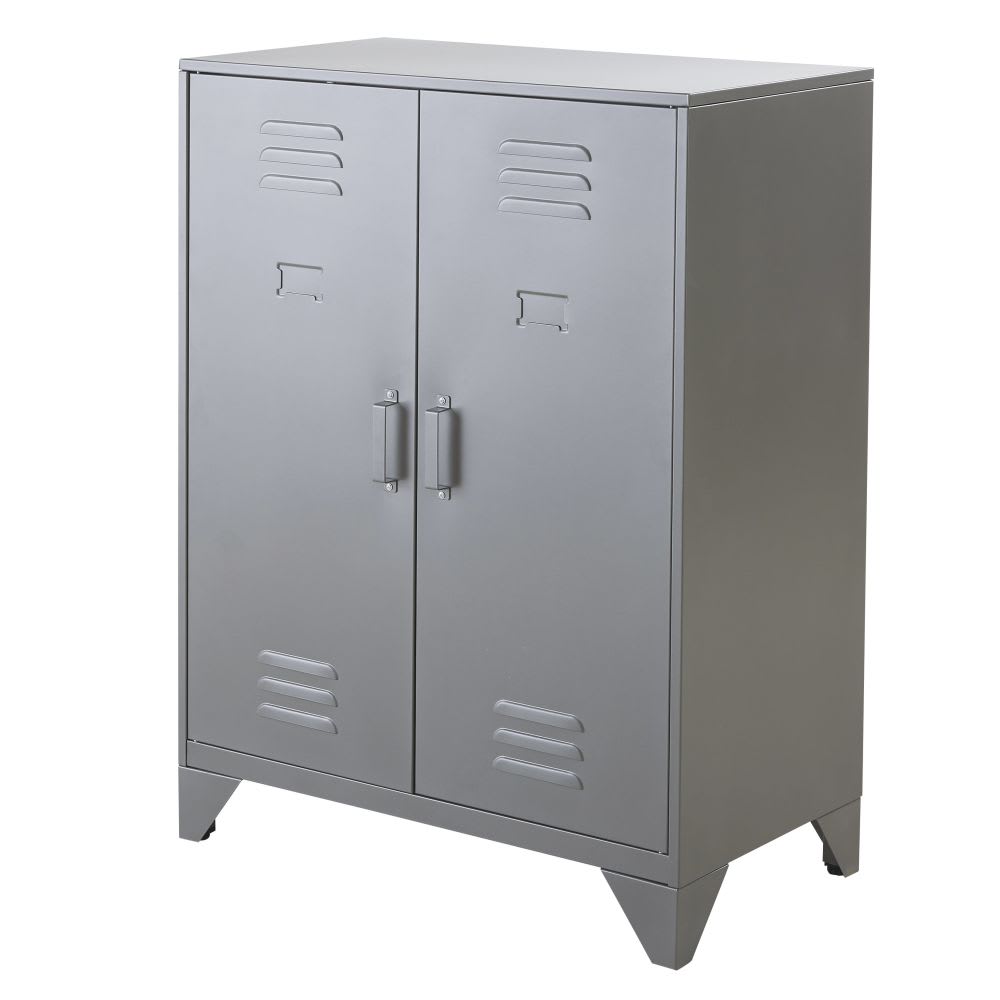Cajonera industrial de metal gris con 2 repisas Sunset Maisons du Monde