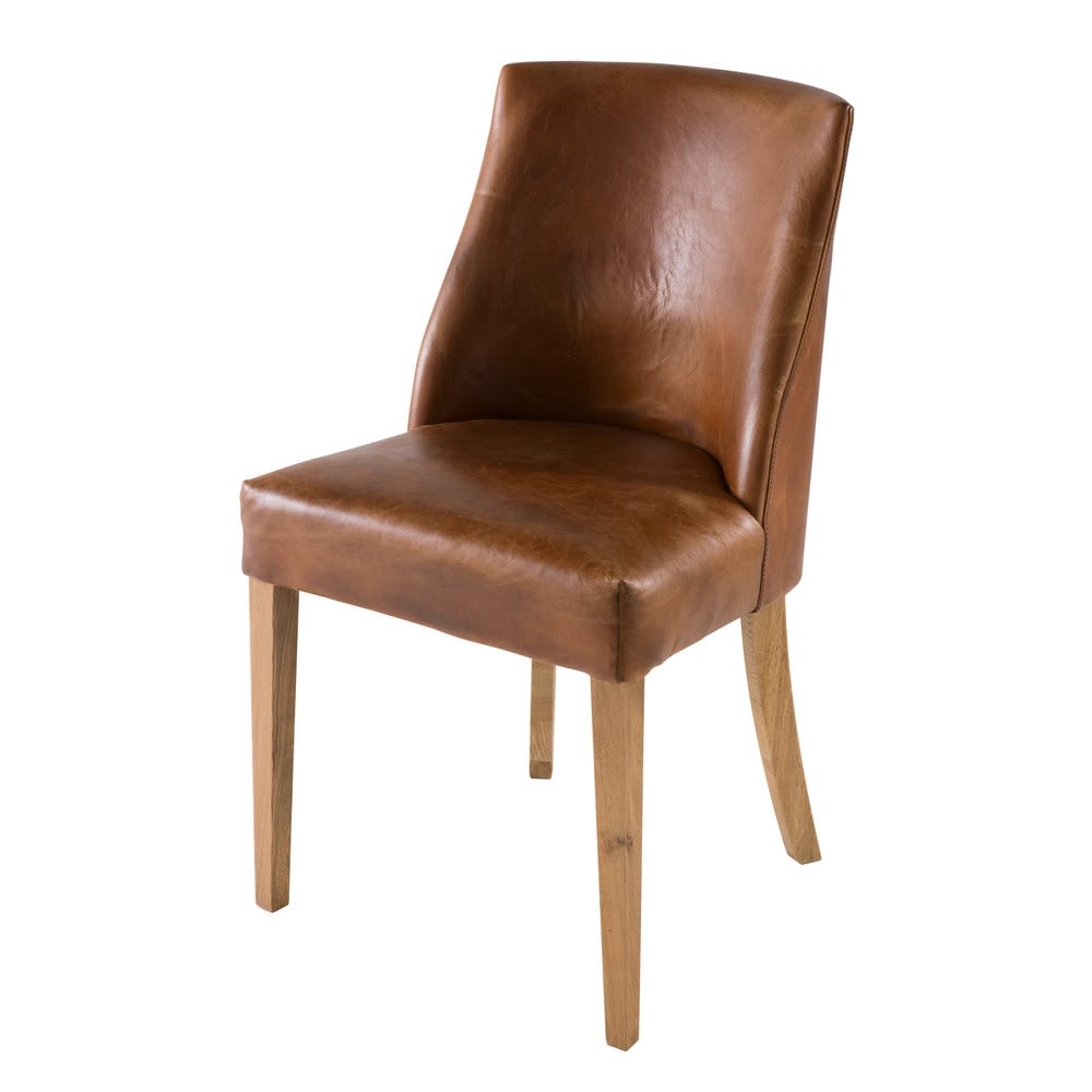 Chaise en cuir marron Diane  Maisons du Monde