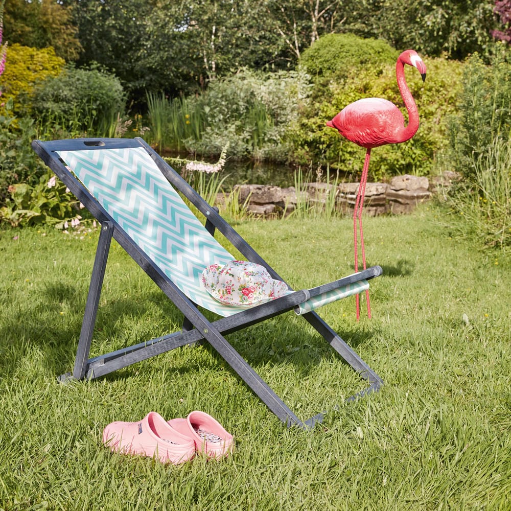 Chaise longue / chilienne pliante ivoire en acacia grisée Panama