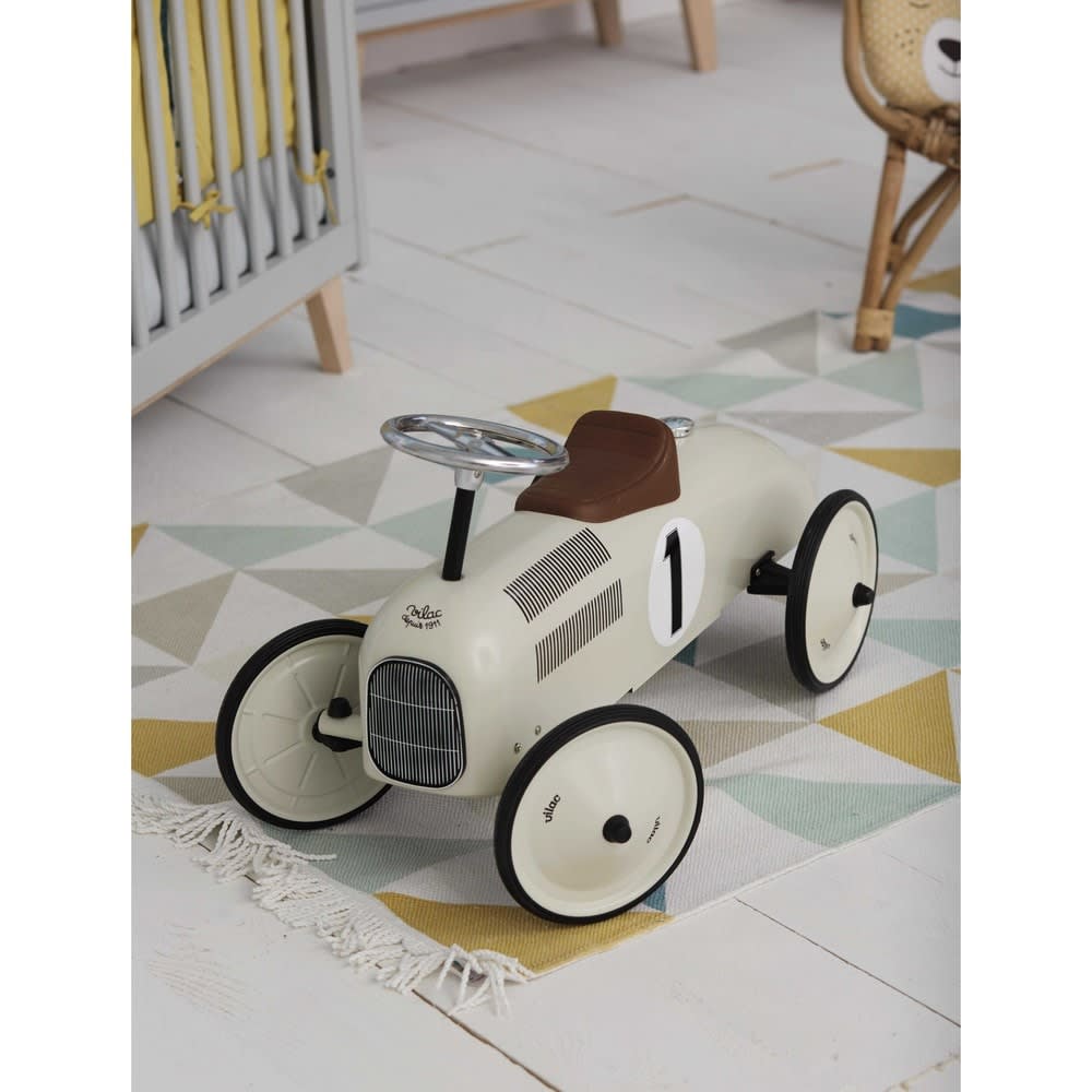 Coche correpasillos de metal blanco crema L 76 cm Vintage ...