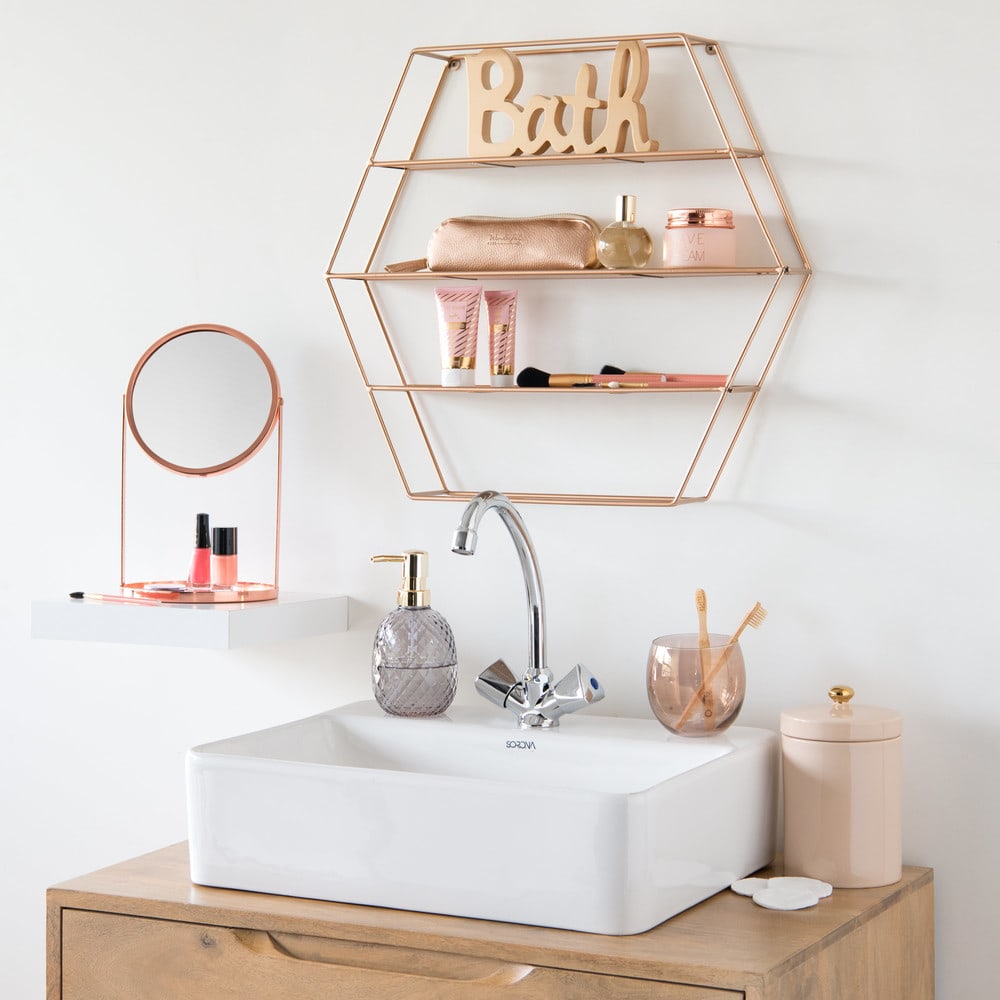 Copper Metal Hexagonal Wall Shelf Maisons du Monde