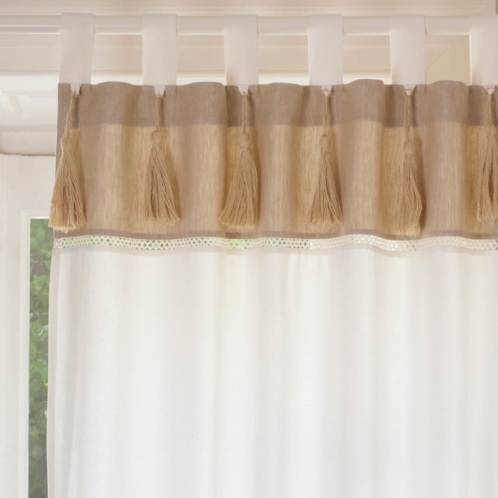 Cortina doble con presillas de algodón blanco y beige 150x250 Napoli Cortina doble con presillas de algodón blanco y beige 150x250 Napoli