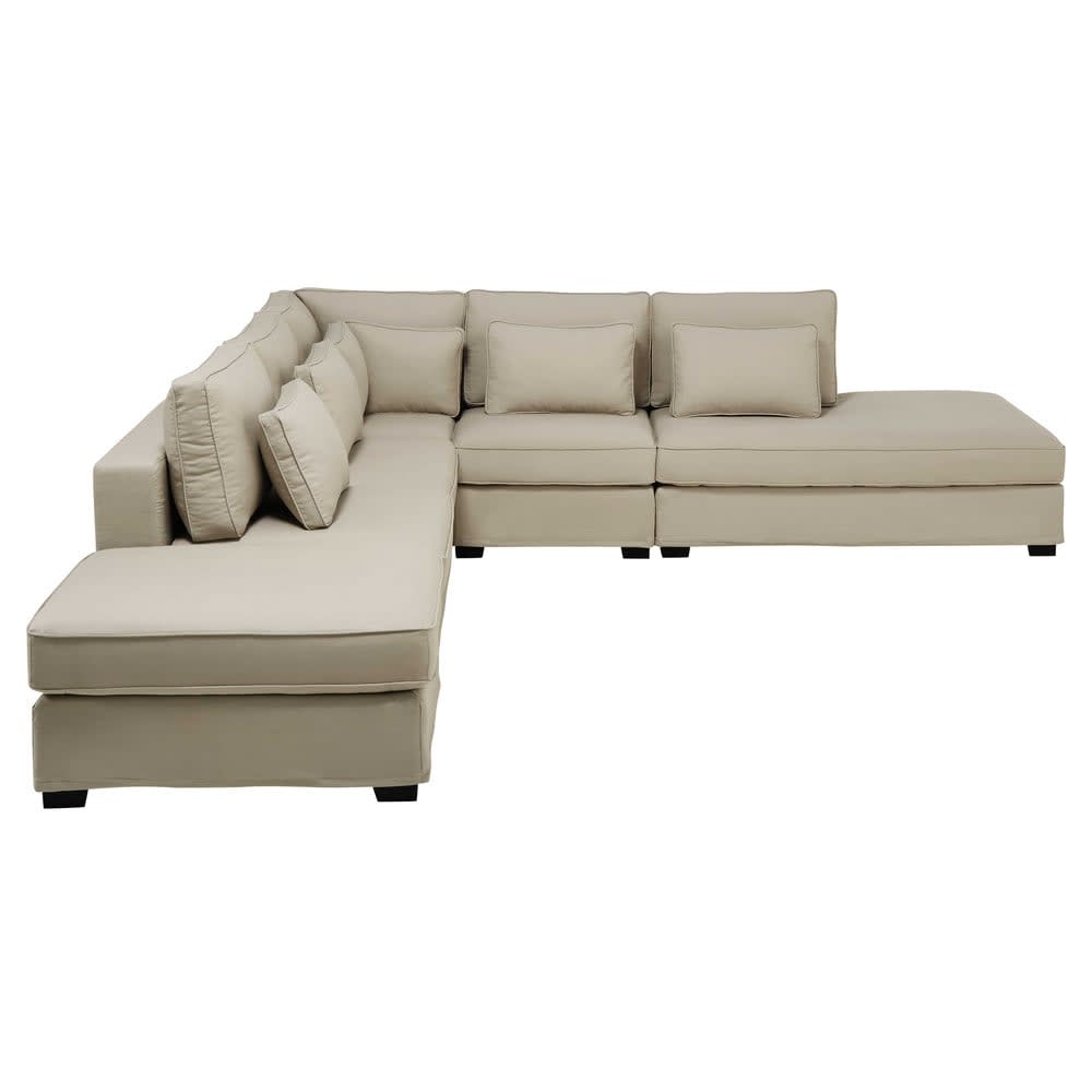 Cotton modular sofa armless unit in putty W 151cm Milano Maisons du Monde