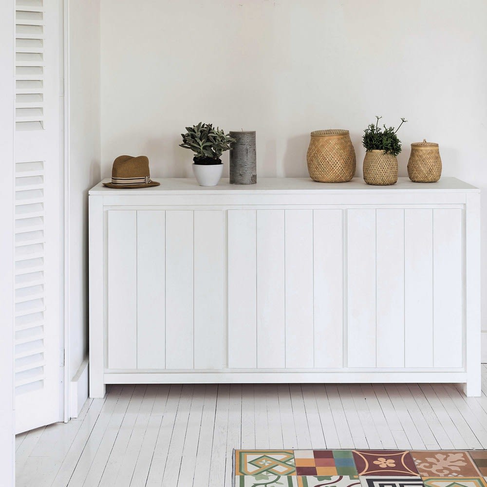 Credenza bianca in massello di legno L 160 cm White Maisons du Monde