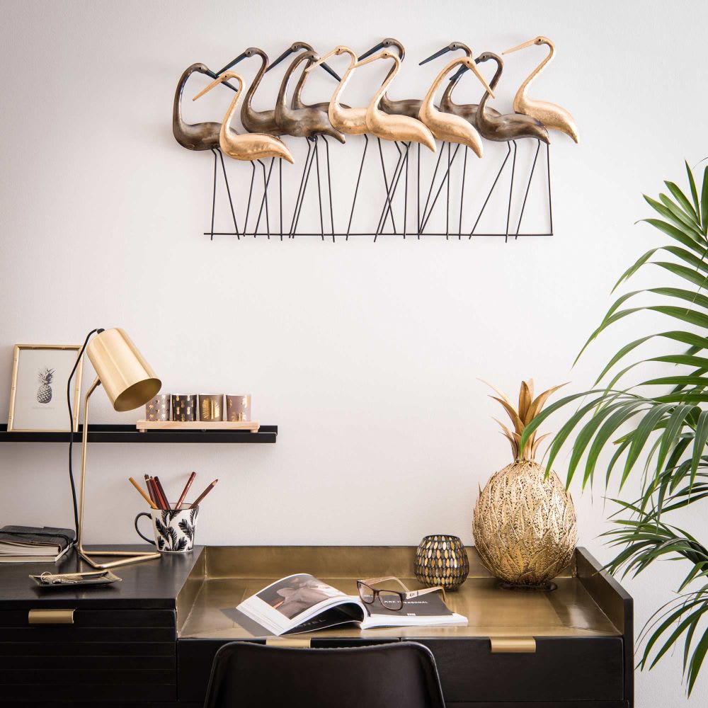 Déco murale doré et coloris bronze 82x42 Birds | Maisons ...