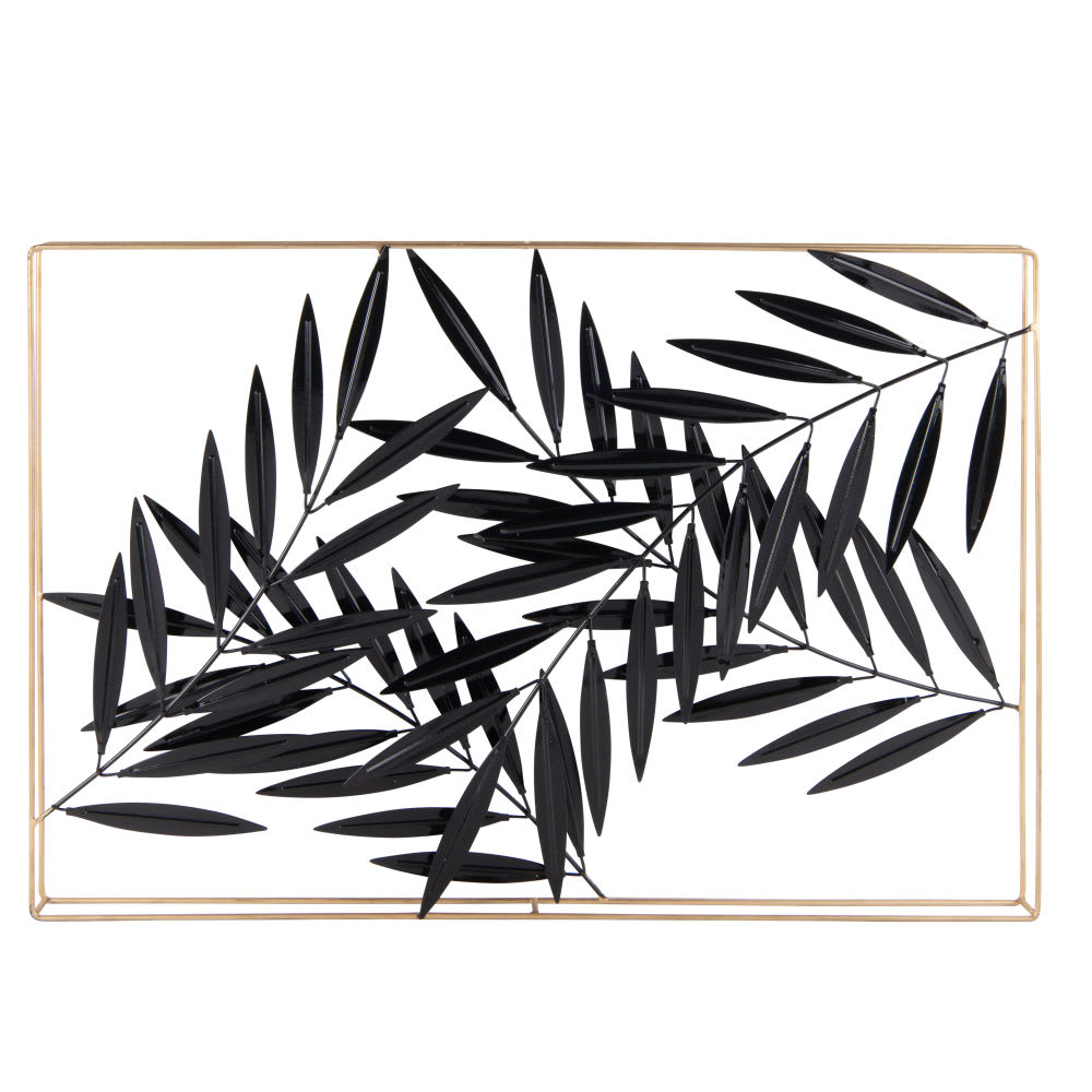 Déco Murale Feuilles En Métal Doré Et Noir 40x60 Black Palms Maisons Du Monde 