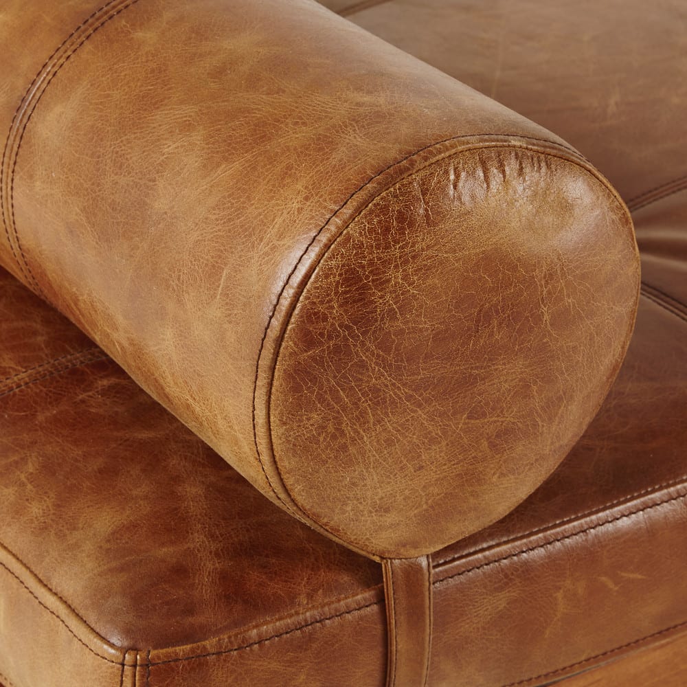 Diván vintage de piel marrón Felix Maisons du Monde