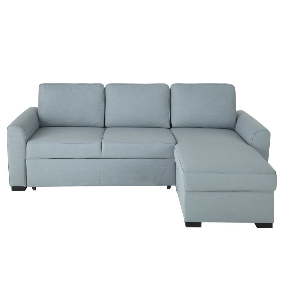 Divano ad angolo trasformabile 3/4 posti grigio-blu Montréal | Maisons