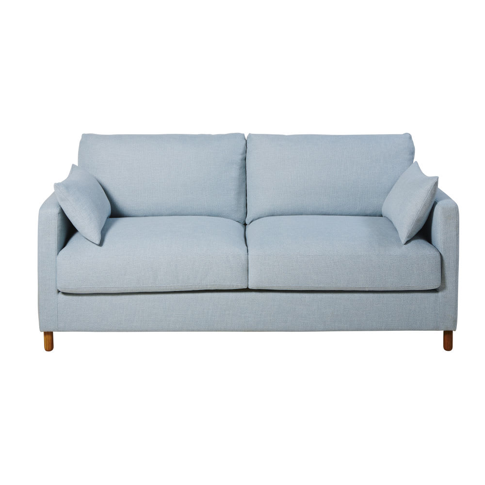 Divano letto 3 posti blu ghiaccio, materasso 14 cm Julian
