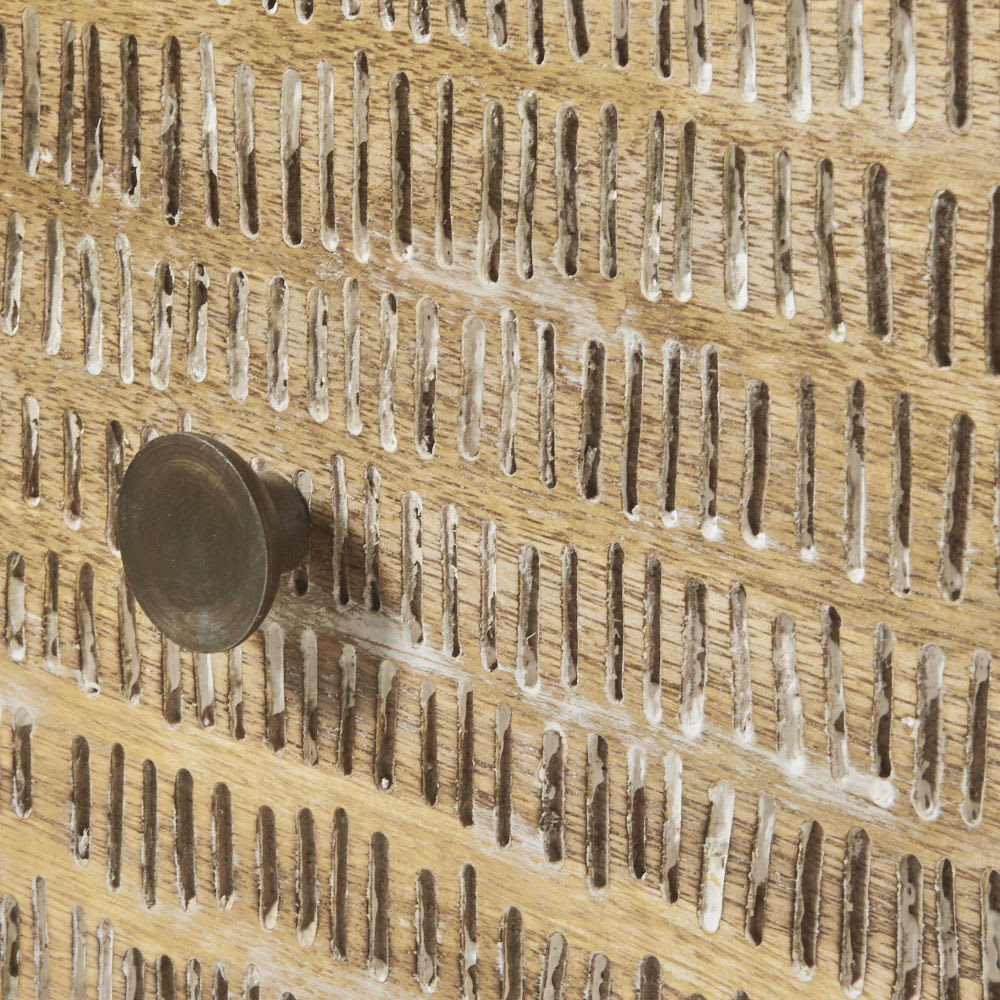 Doppel-Kommode mit 6 Schubladen aus massivem, geschnitztem Mangoholz