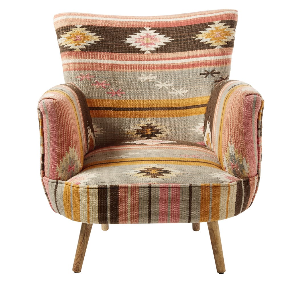 Fauteuil en kilim multicolore Uxmal | Maisons du Monde