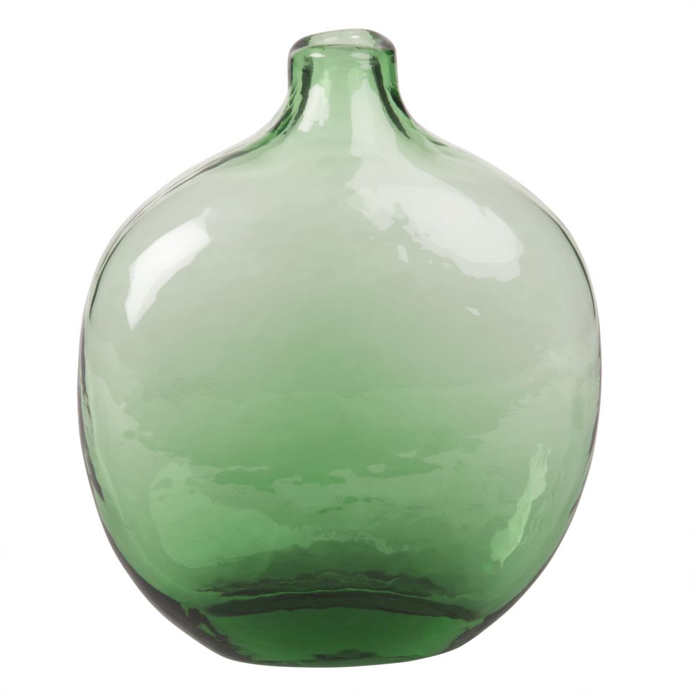 Flache Vase aus grün getöntem Glas H.24 Maisons du Monde