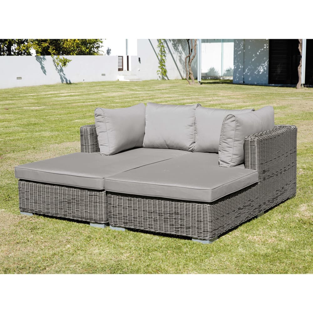 GartenChaiselongue mit Lehne links aus geflochtenem