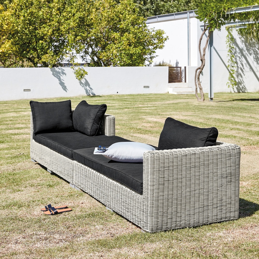 GartenChaiselongue mit Lehne links aus geflochtenem