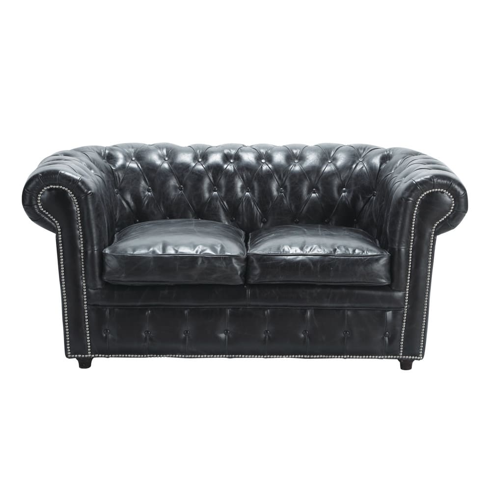 Chesterfield Sofa Leder Schwarz