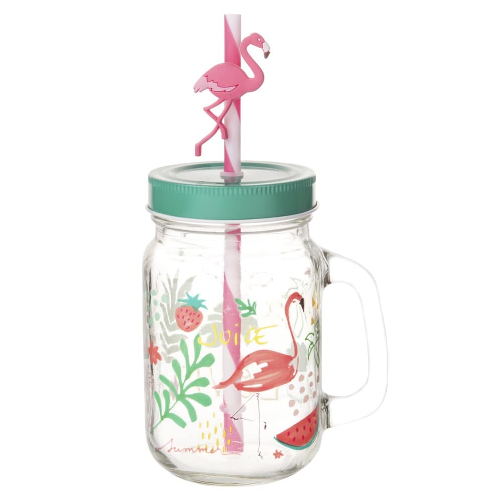 Flamingo Glas Mit Deckel