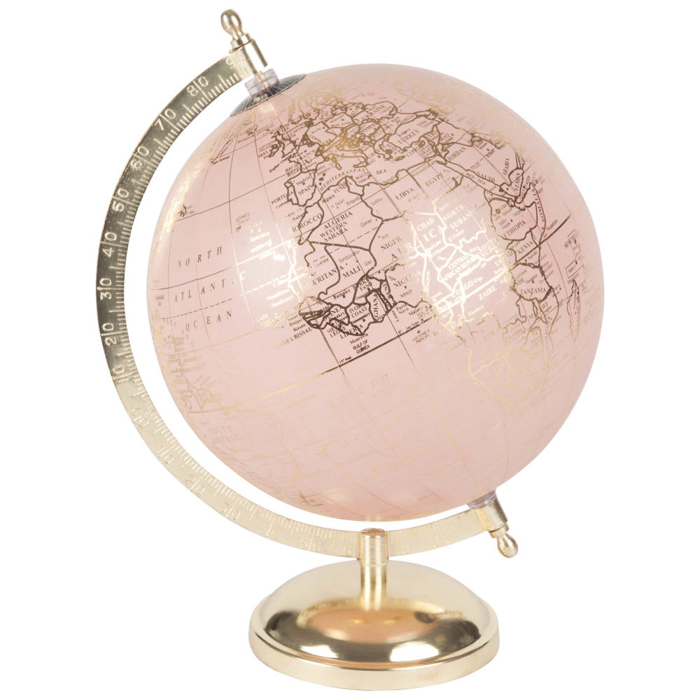 Globe terrestre carte du monde rose et doré Clemence Rosy ...