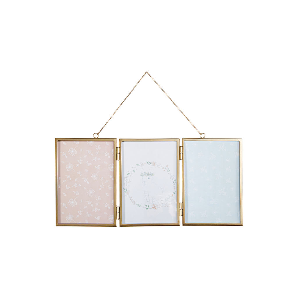 Gold Metal 3 Multi Aperture Hanging Photo Frame 45 X 21 Bucolique Gold Metal 3 Multi Aperture Hanging Photo Frame 45 X 21 Bucolique
