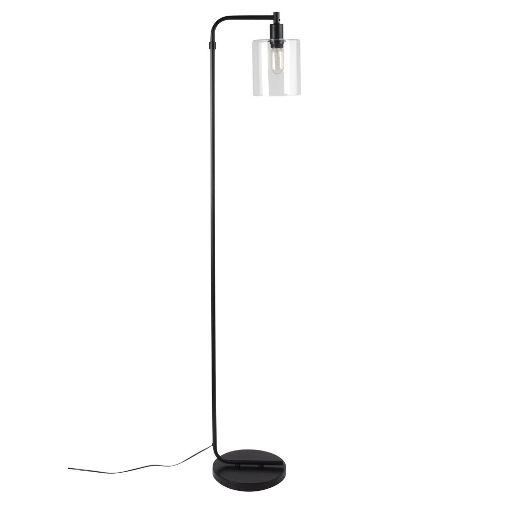 Gold Metal Floor Lamp With Glass Shade H151
