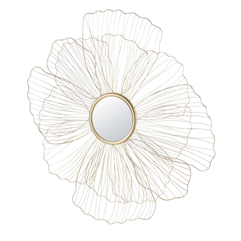 Gold Metal Flower Wire Mirror 110x107 Flora Maisons du Monde