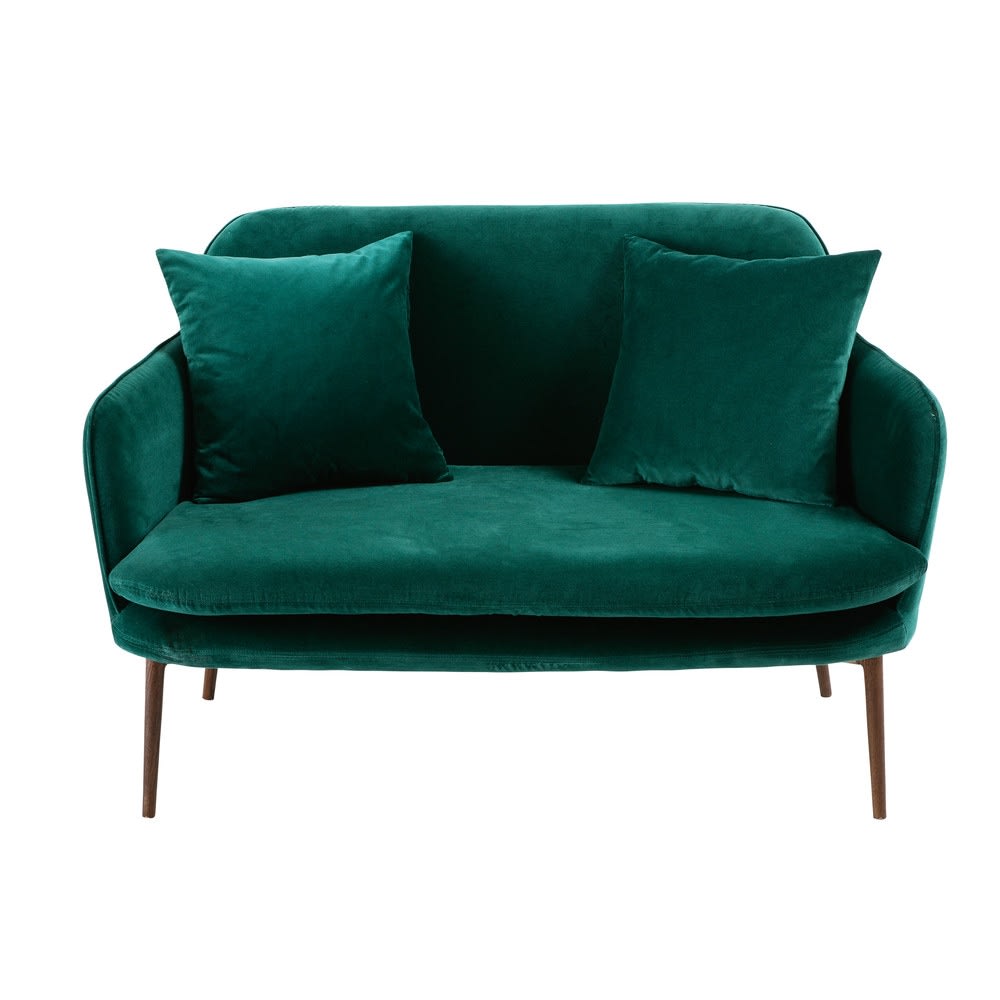 Green 2Seater Velvet Sofa Bench Sacha Maisons du Monde