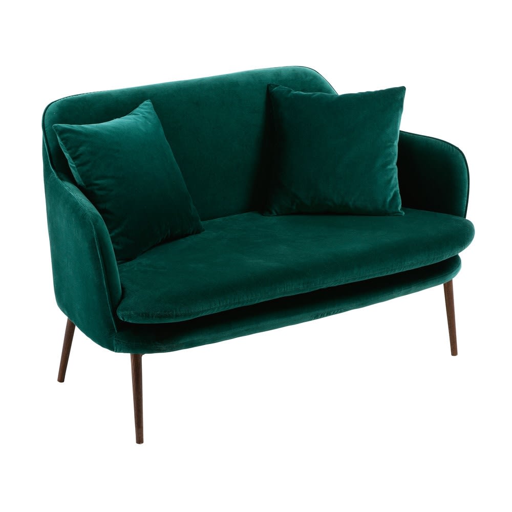 Green 2-Seater Velvet Sofa Bench Sacha | Maisons du Monde