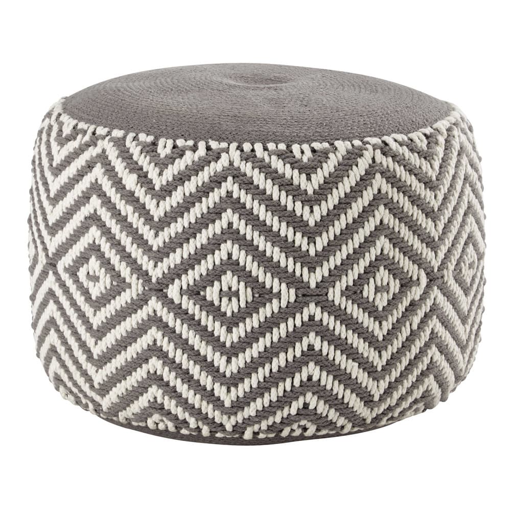 Grey And White Cotton Pouffe Warm Maisons Du Monde Grey And White Cotton Pouffe Warm