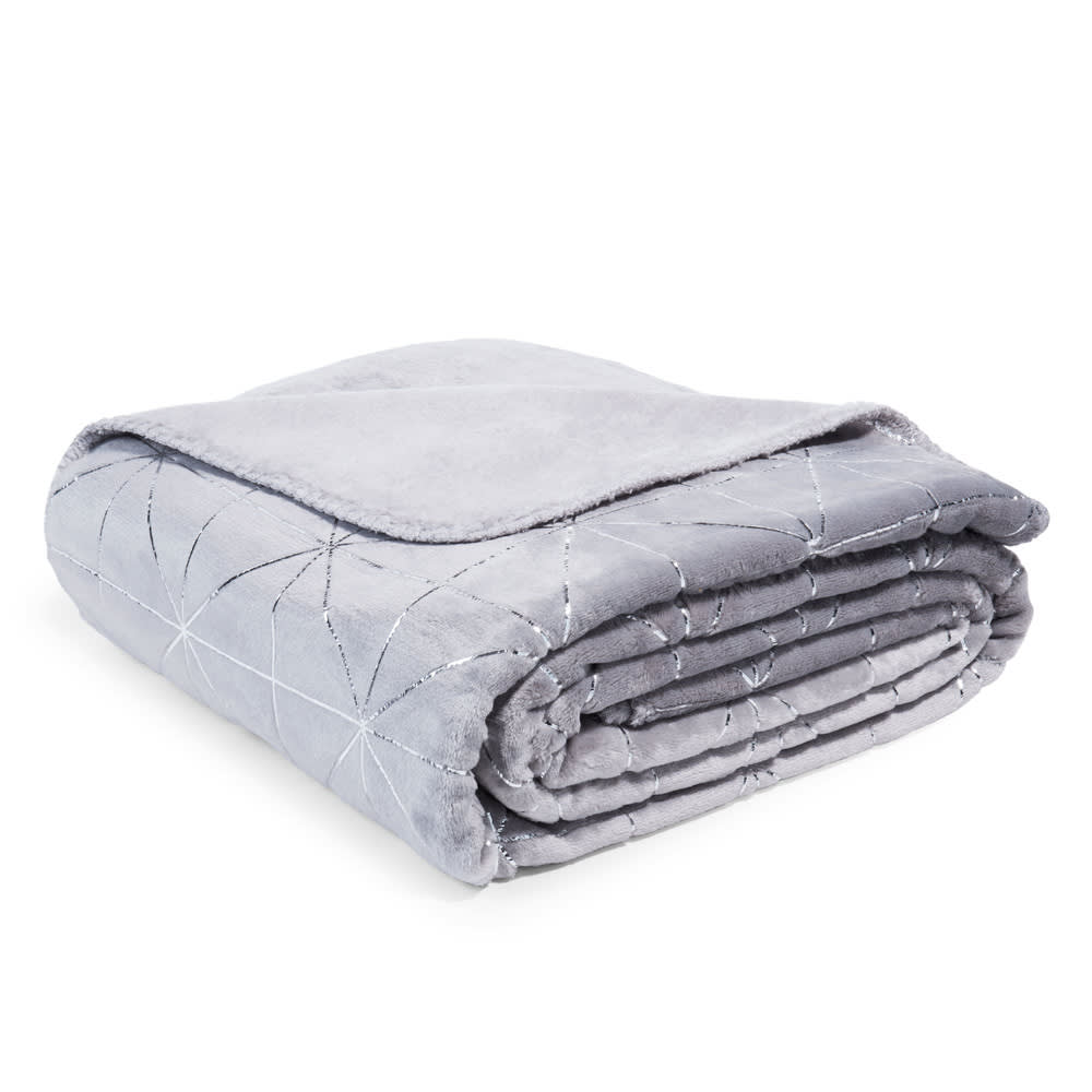 Grey Blanket with Silver Graphic Print 150x230 Dowtown Maisons du Monde