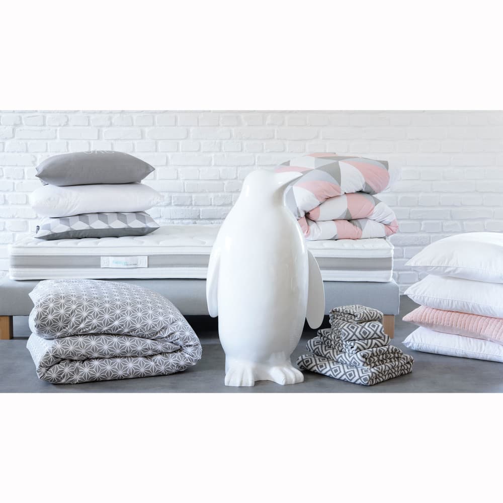 Grey fabric box spring bed base 90x200cm Hubert Maisons du Monde