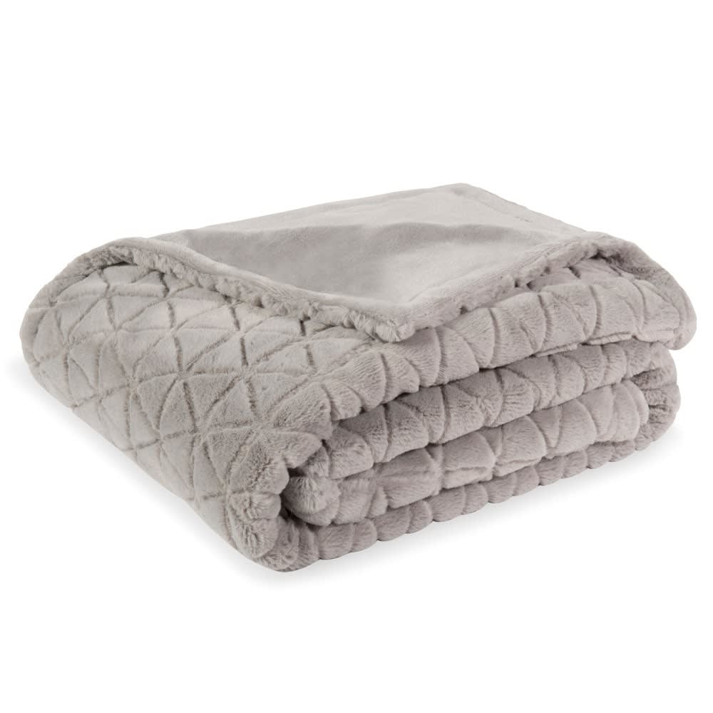 Grey Faux Fur Blanket 130x170 Adaline Maisons du Monde
