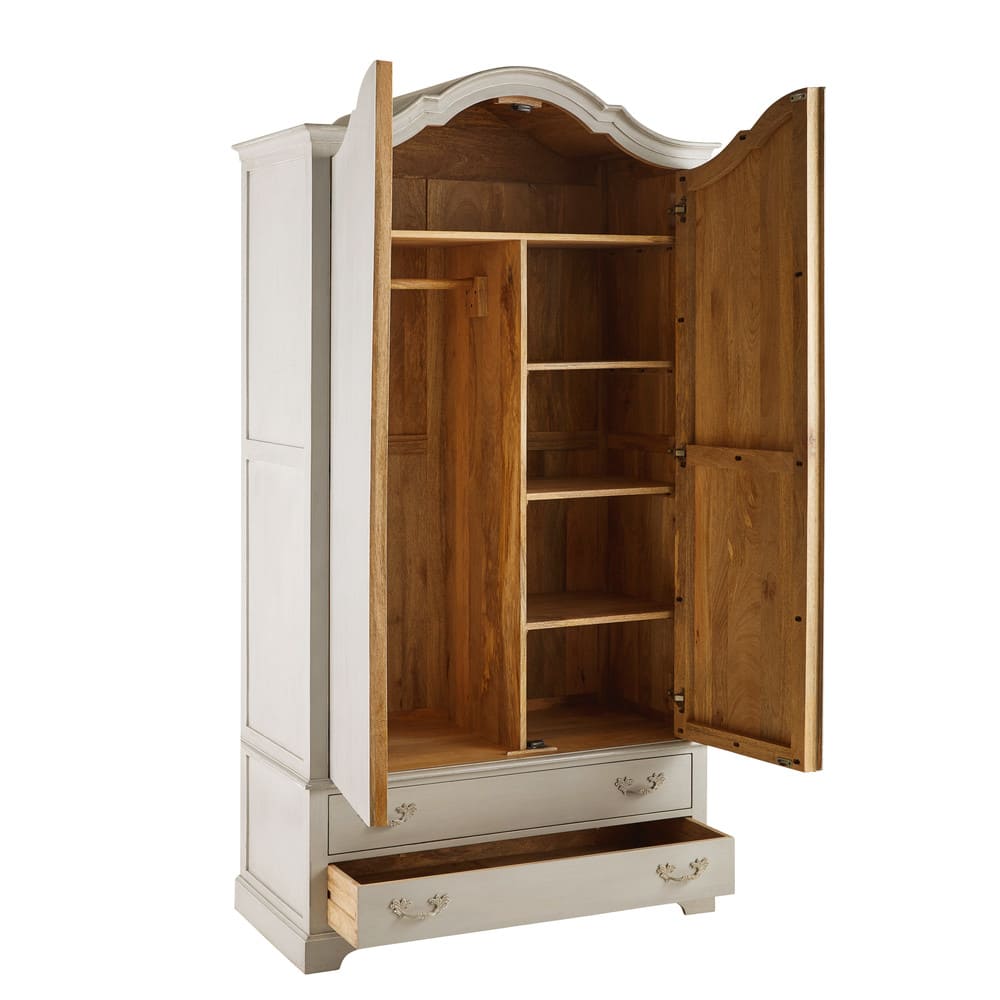 Grey Solid Mango Wood Wardrobe Castel Maisons du Monde
