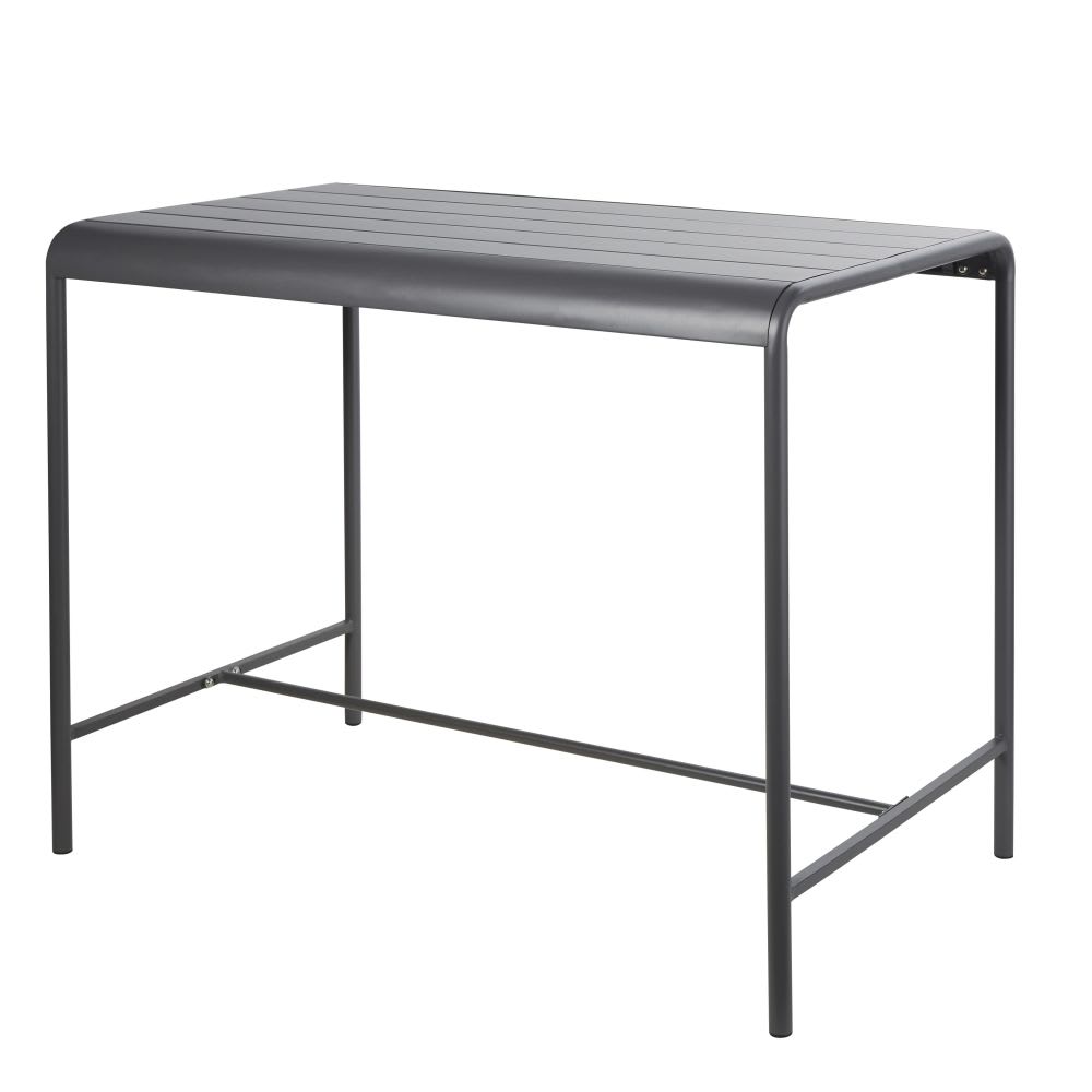 Hoher Gartentisch aus grauem Metall für 4 Personen L130 Batignolles