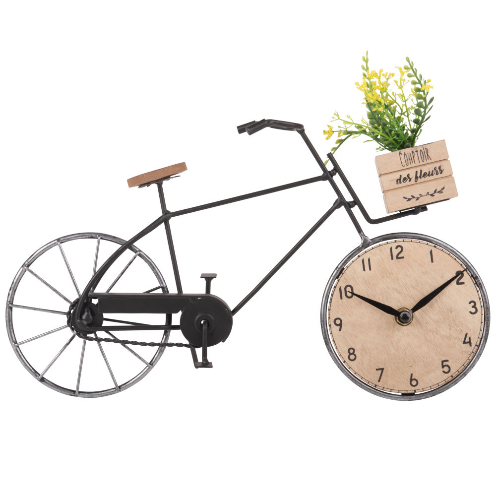 Horloge De Bureau Design Vélo En Métal Blanc - 33,5 X 8 X 23,5 Cm - Fonctionne Avec Pile AA - Décoration Moderne Pour Bureau, Salon - 9