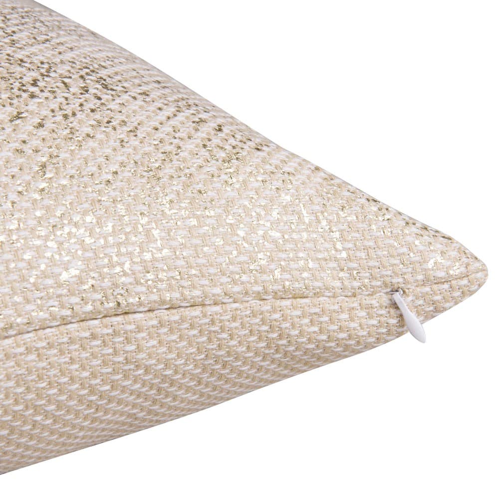 Housse De Coussin En Coton Blanc Et Doré 40x40 Shine Maisons Du Monde