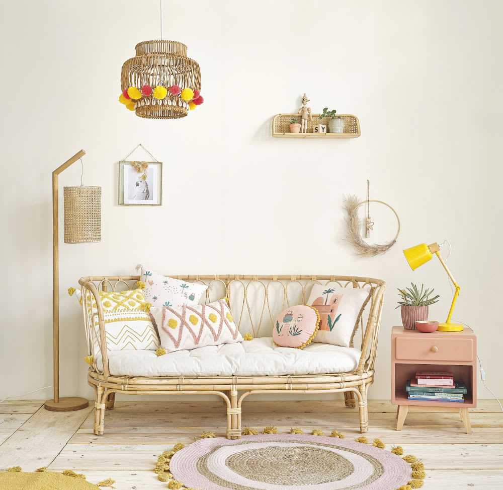 Abat Jour Pour Suspension En Osier A Pompons Siwa Maisons Du Monde