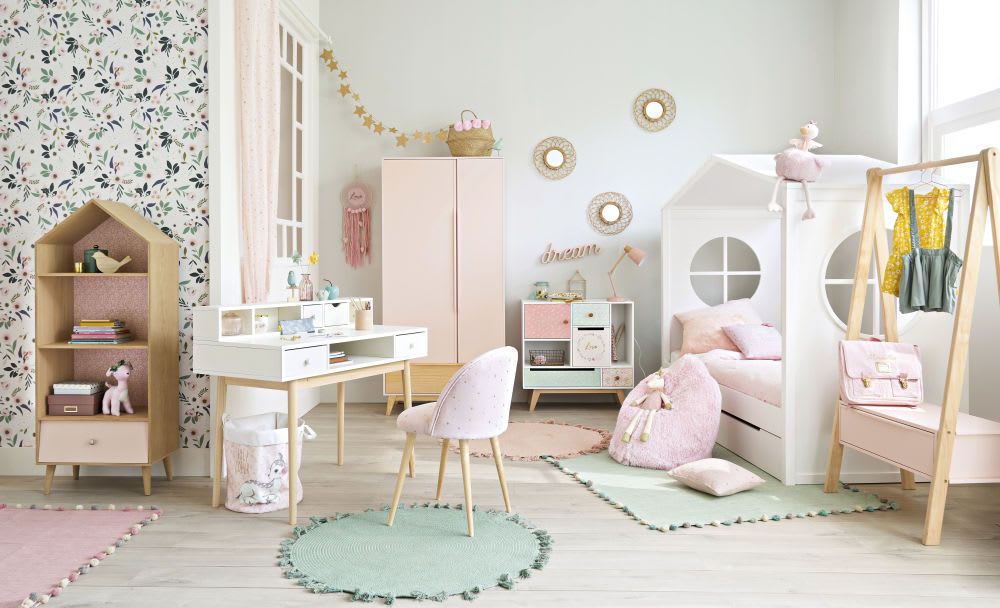 Parure De Lit Enfant En Coton Imprime Rose 140x0 Lilly Maisons Du Monde