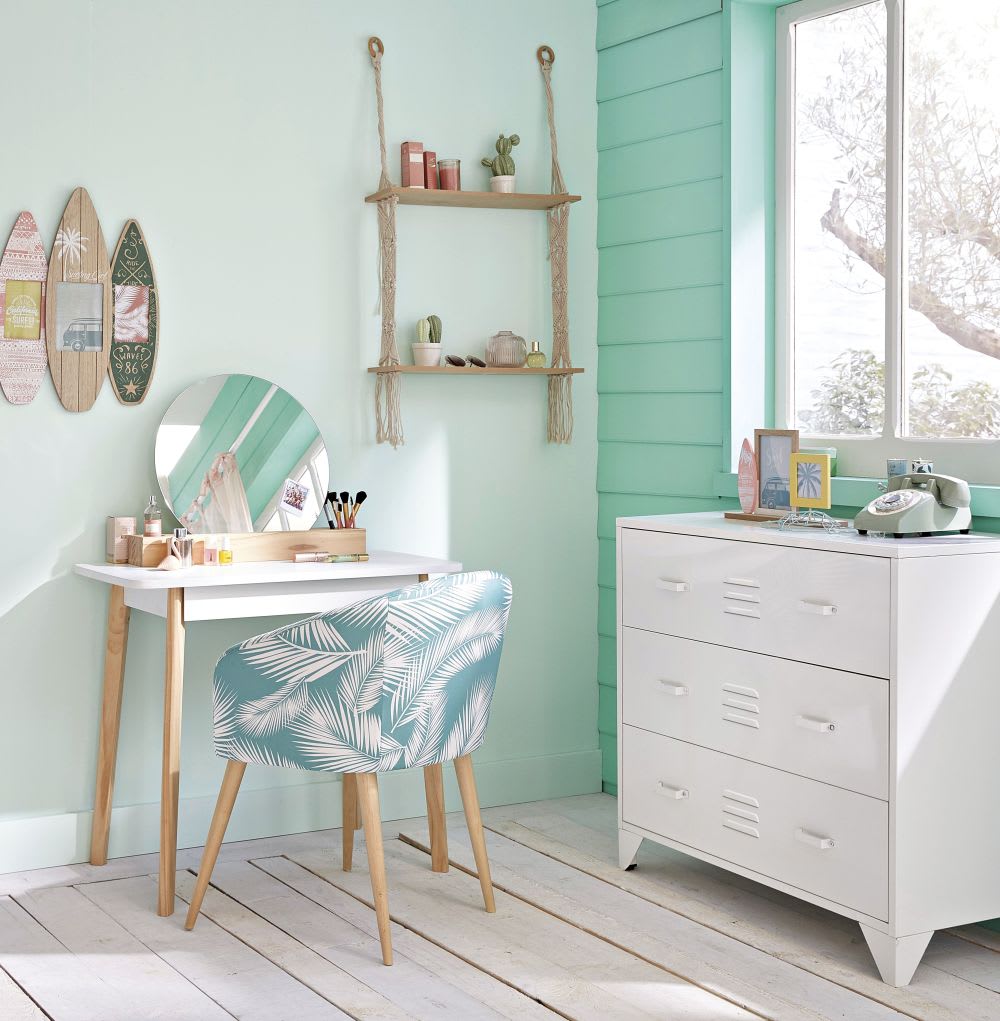 Coiffeuse Blanche Avec Tabouret Charlotte Maisons Du Monde
