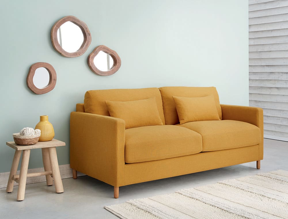 Canape 3 Places Jaune Moutarde Julian Maisons Du Monde