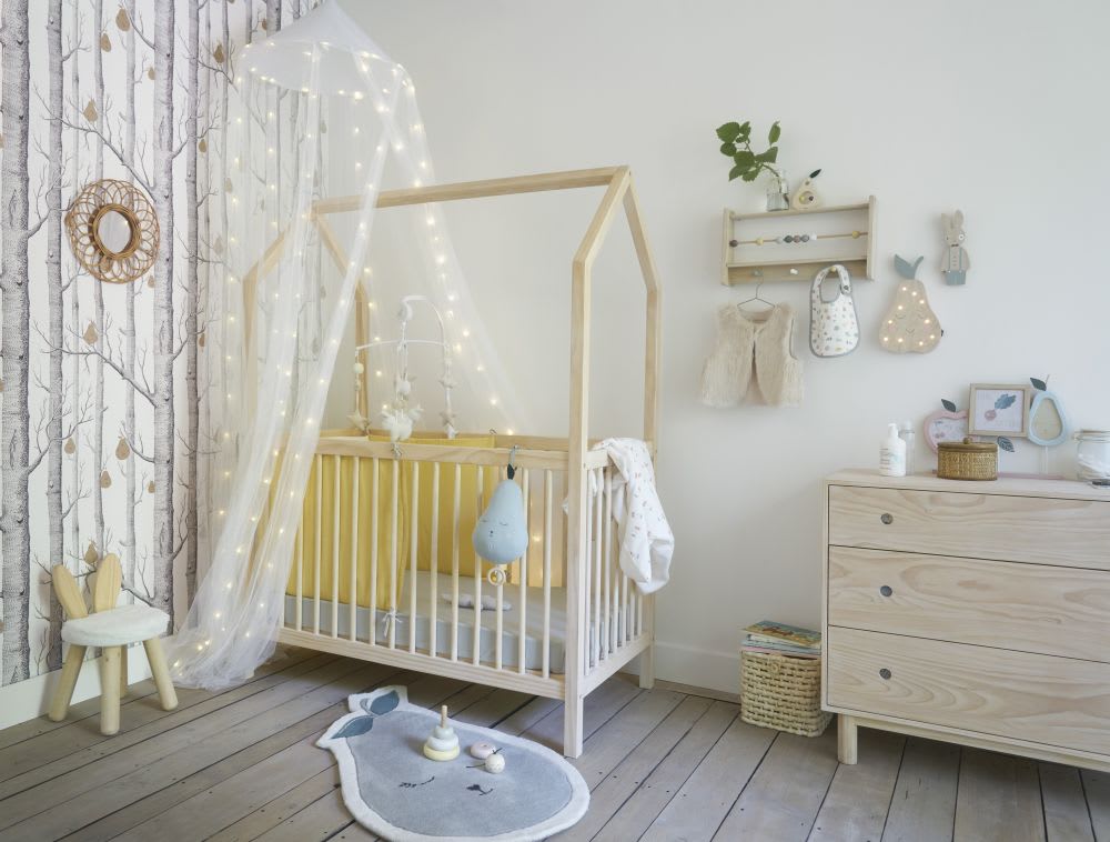 Tour De Lit Bebe En Gaze De Coton Jaune Et Blanc Imprime Citron Sasha Maisons Du Monde