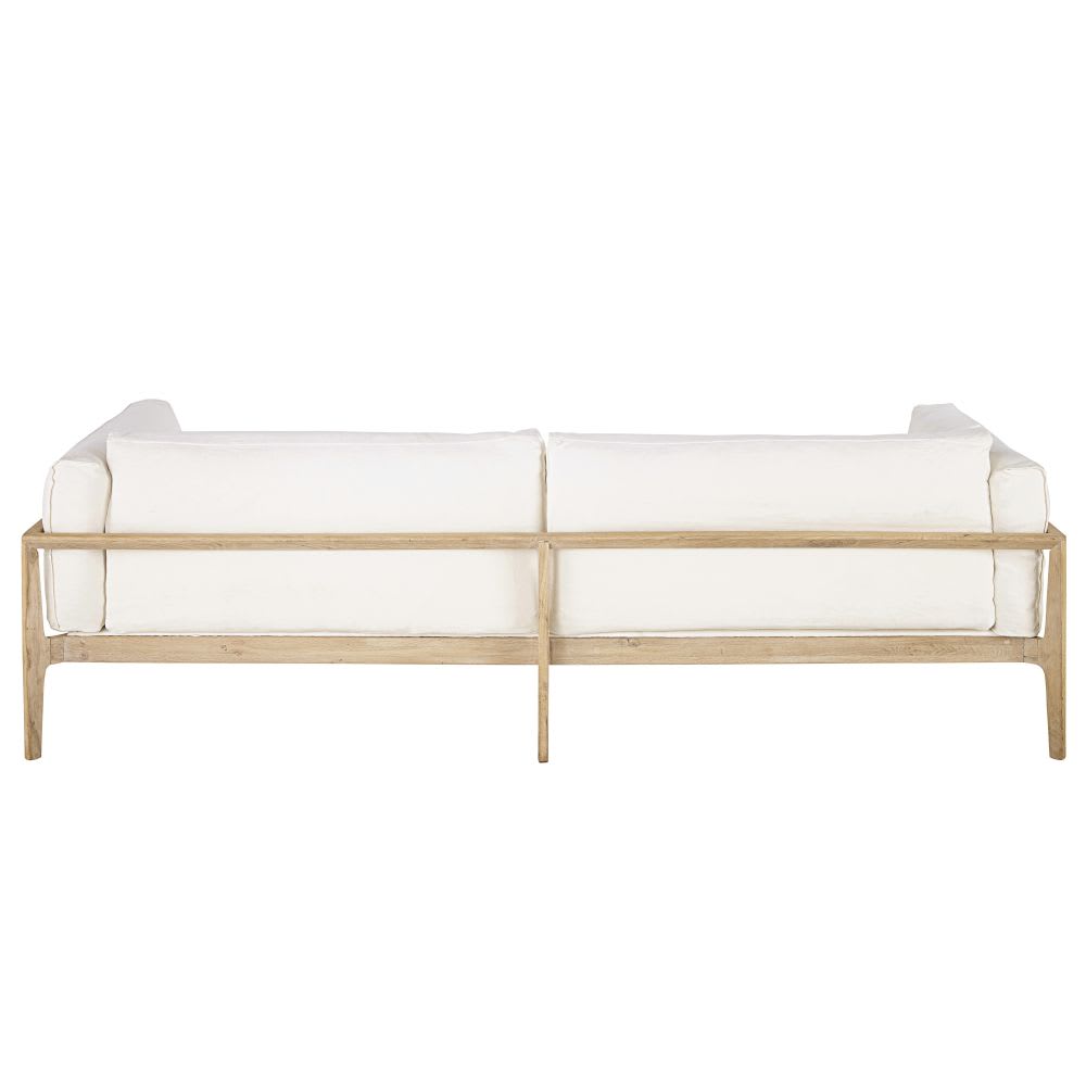 Ivory 4 Seater Linen Sofa Legno Maisons Du Monde