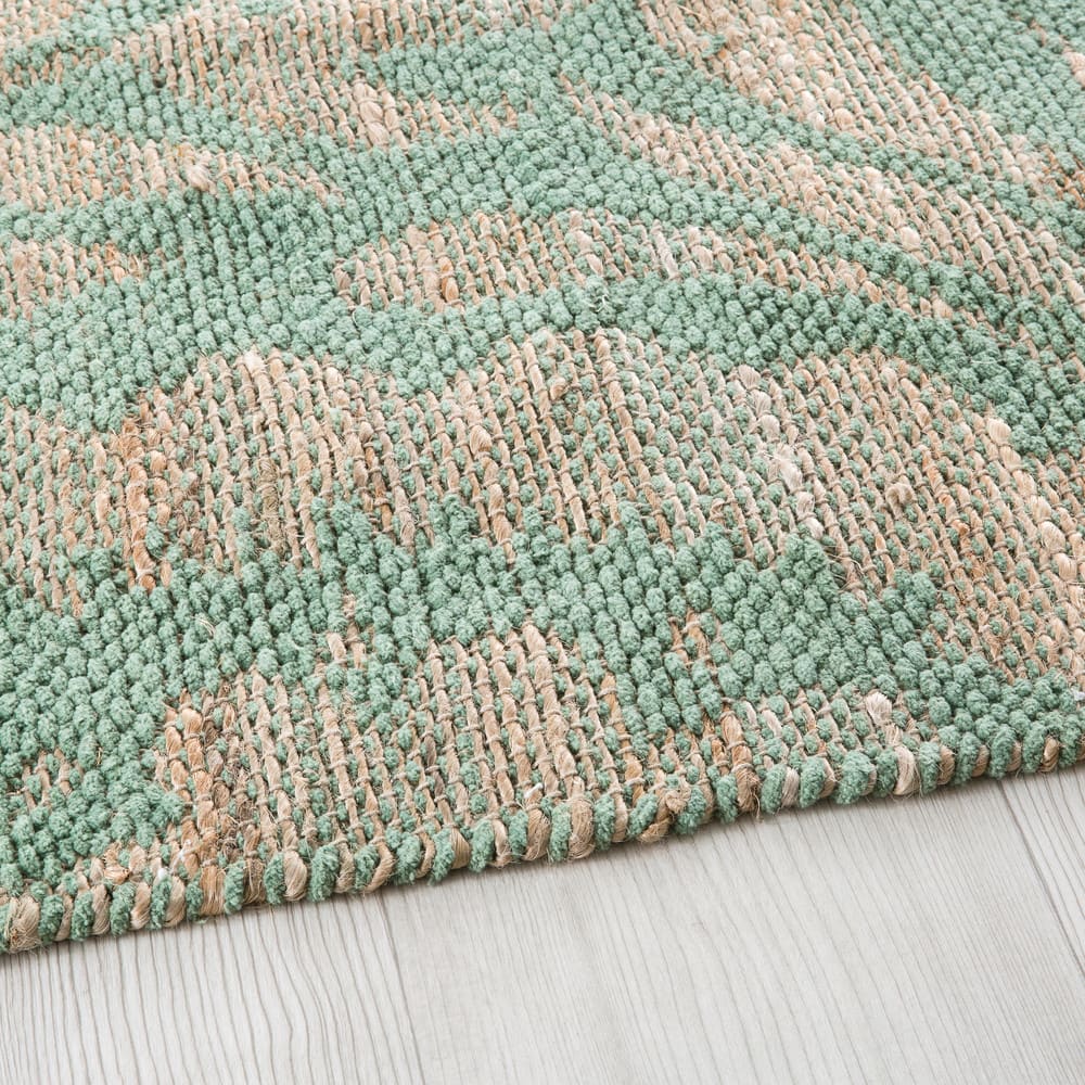 Jute and Cotton Rug with Green Motifs 140x200 Maisons du Monde