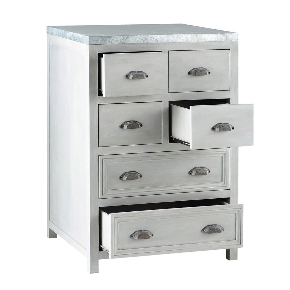 Küchenunterschrank aus Hevea-Holz, B 60 cm, grau Zinc | Maisons du Monde