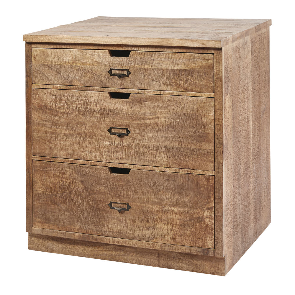 Küchenunterschrank mit 3 Schubladen aus massivem Mangoholz Melchior