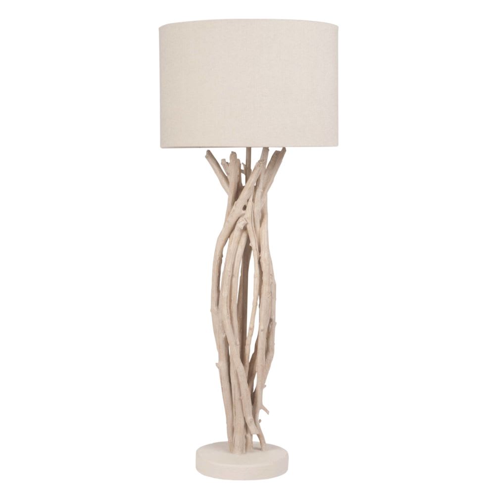 Lamp met takken van imitatiedrijfhout en taupe lampenkap Maisons du Monde