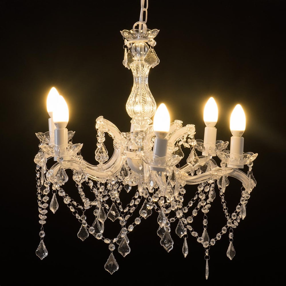 Lámpara de araña blanca de metal 6 brazos Diám. 57 cm Montgomery Maisons du Monde