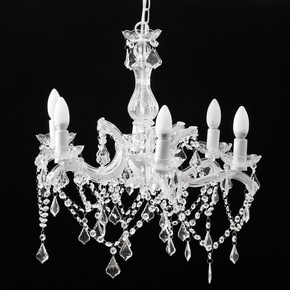 Lámpara de araña blanca de metal 6 brazos Diám. 57 cm Montgomery