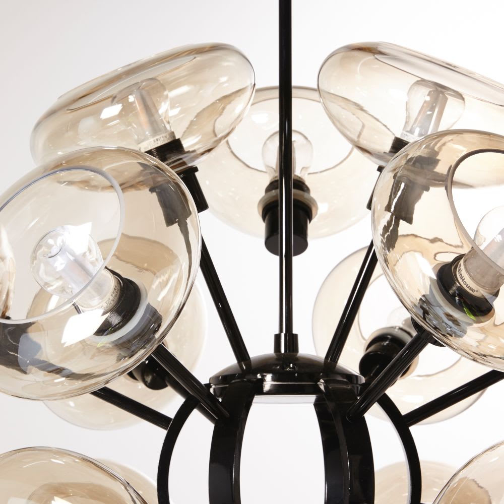 Lámpara de techo de metal negro y globos de vidrio Flora | Maisons du Monde